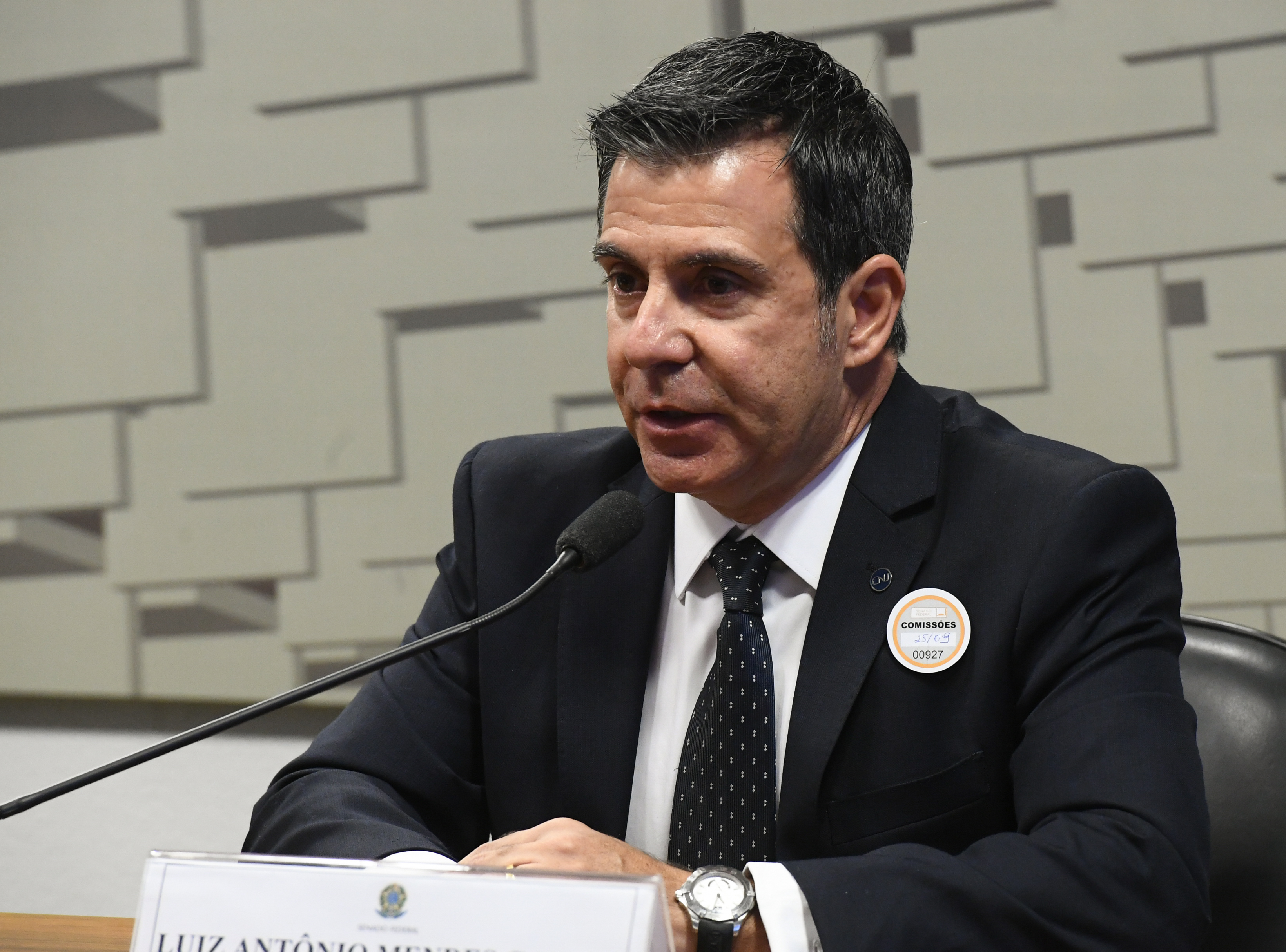 Em pronunciamento, diretor do Departamento de Tecnologia da Informação e Comunicação do CNJ, Luiz Antônio.  Foto: Marcos Oliveira/Agência Senado